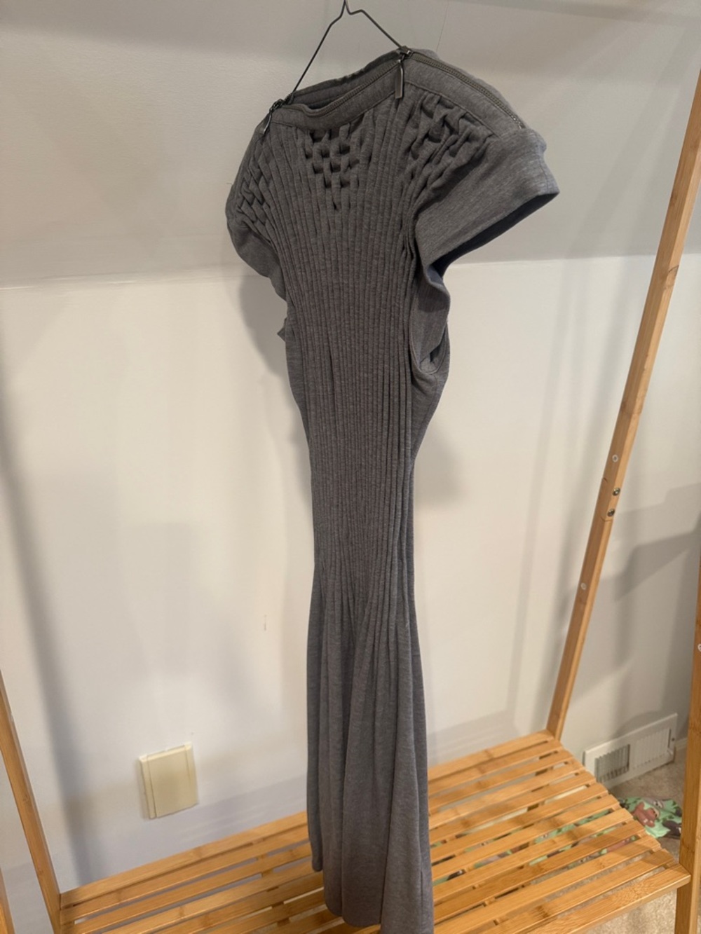 Laundry By Shelli Segal Gray Ribbed Knit Dress